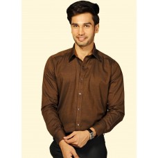 Paul Wilson Dark Brown Cotton Filafil Full Slevees Formal Shirt for Men (PFS-68 )